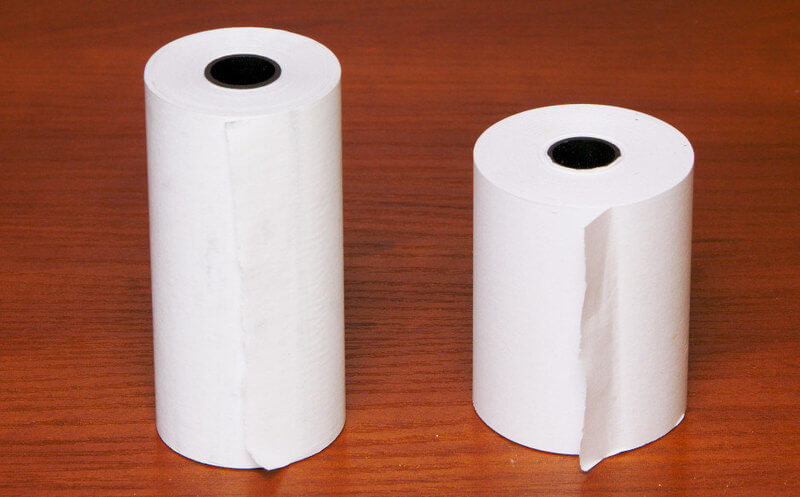 80mm and 58mm paper rolls. Different printer types and their sizes.