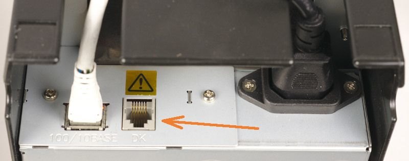 Socket for a cash drawer on the receipt printer