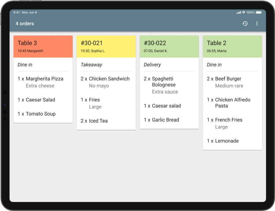 Streamlined kitchen order management