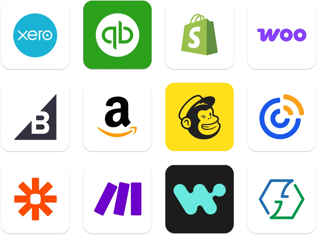 Integrations. Connect accounting, eCommerce, marketing, and other apps