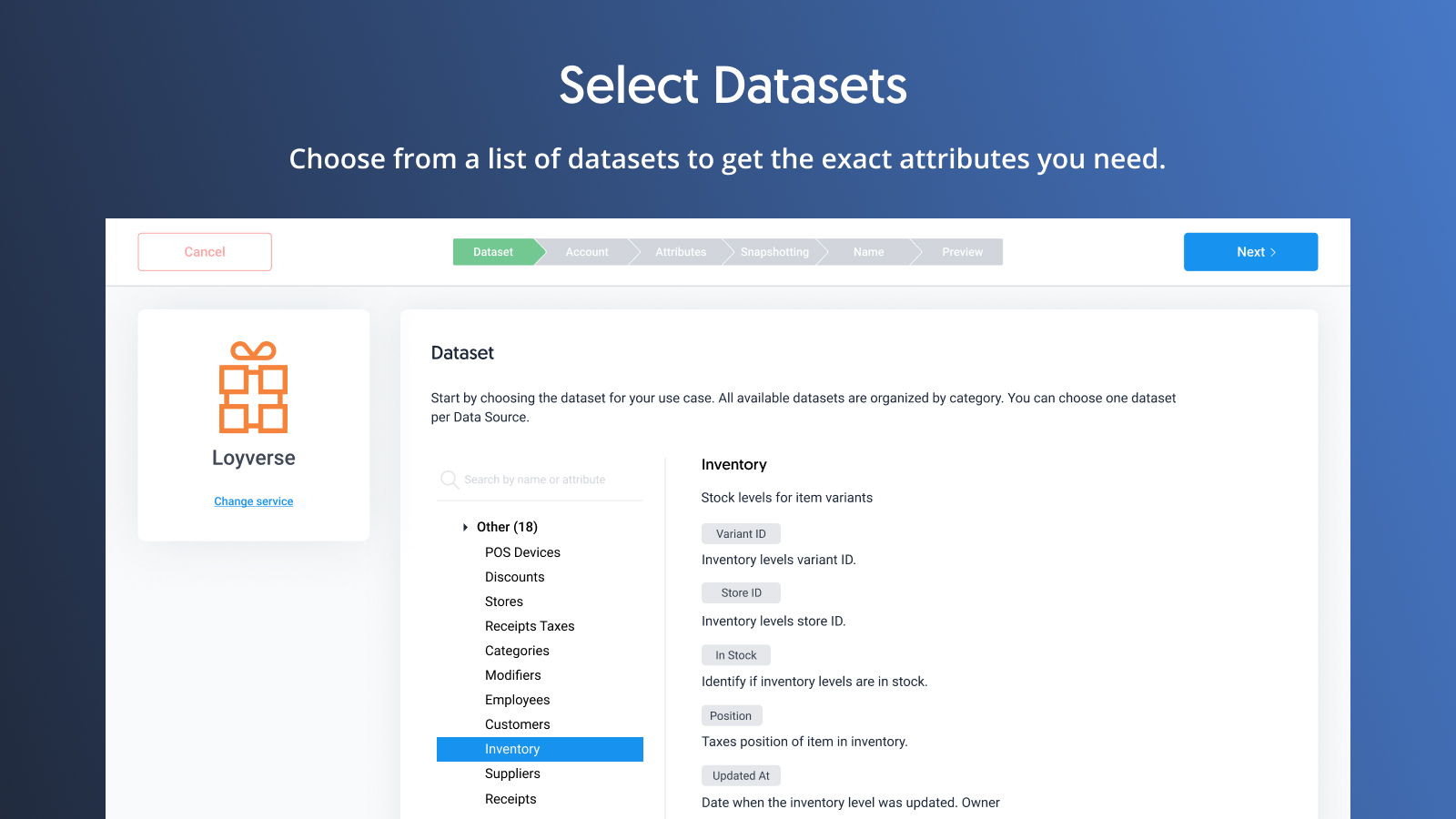 select datasets
