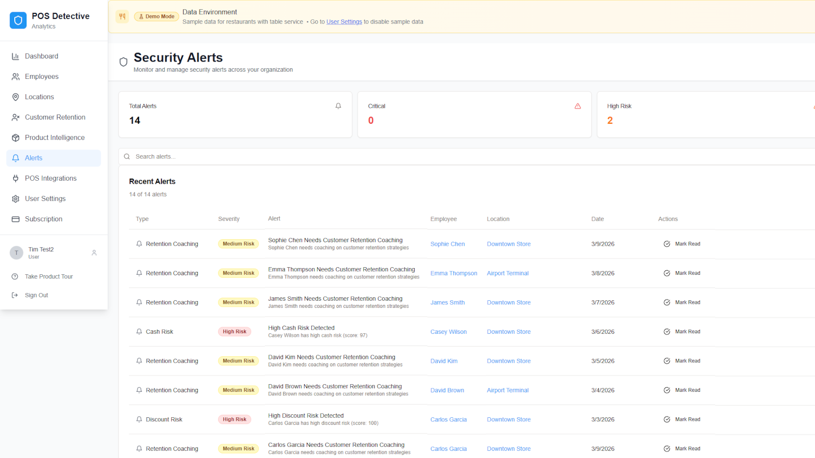 POS Detective alerts