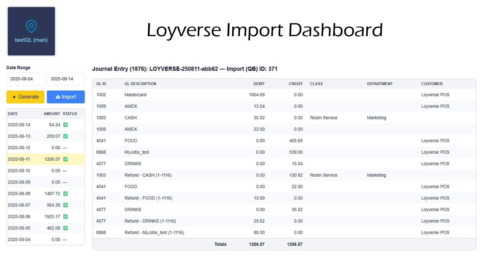 Journal Entry Import Dashboard