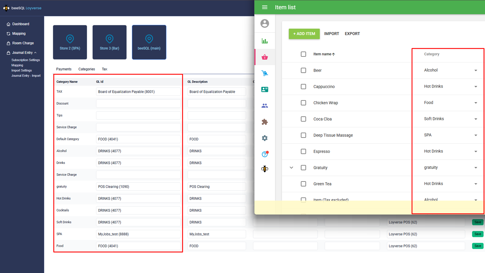 Journal Entry Item list