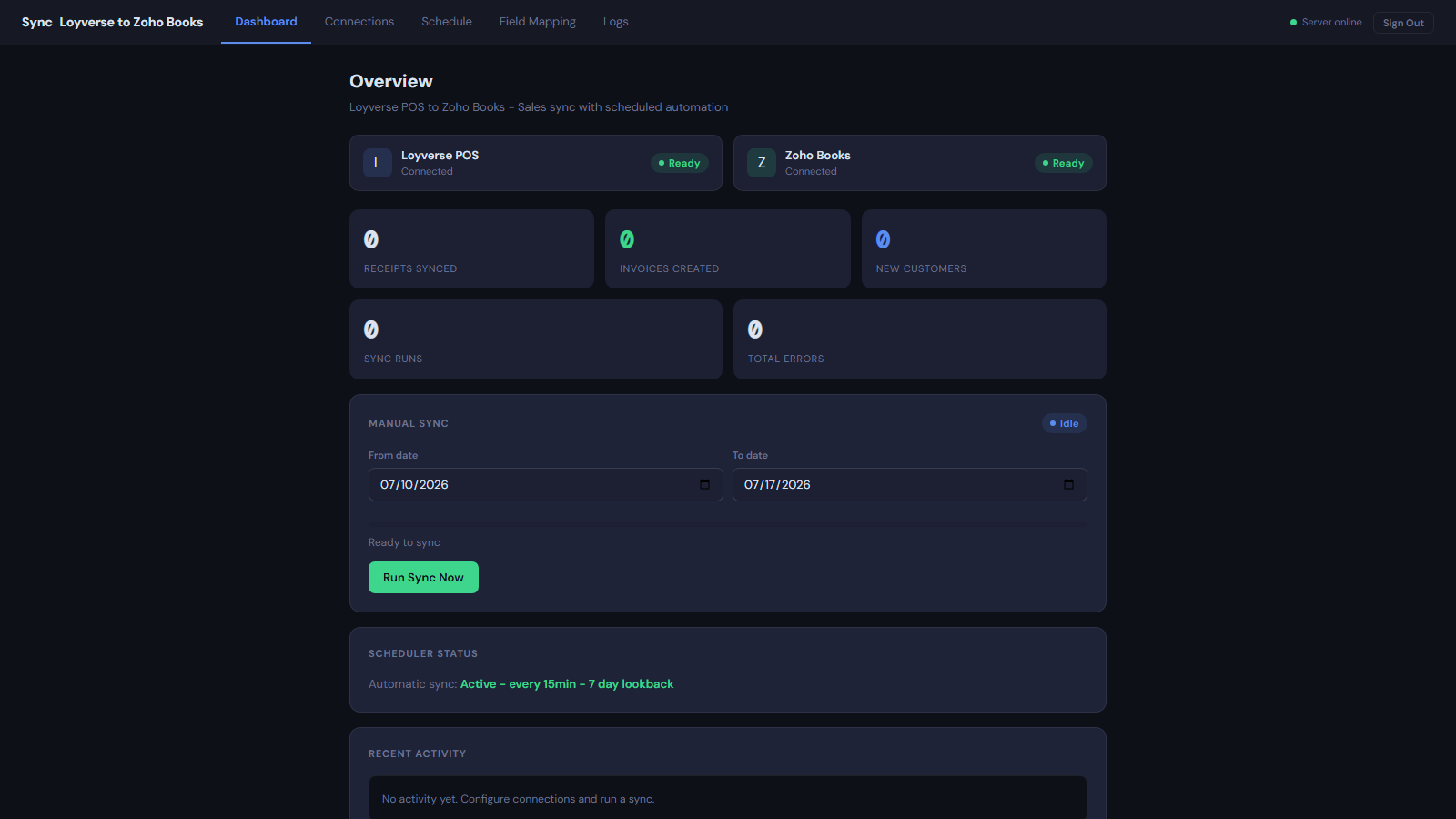 LoyBooks dashboard