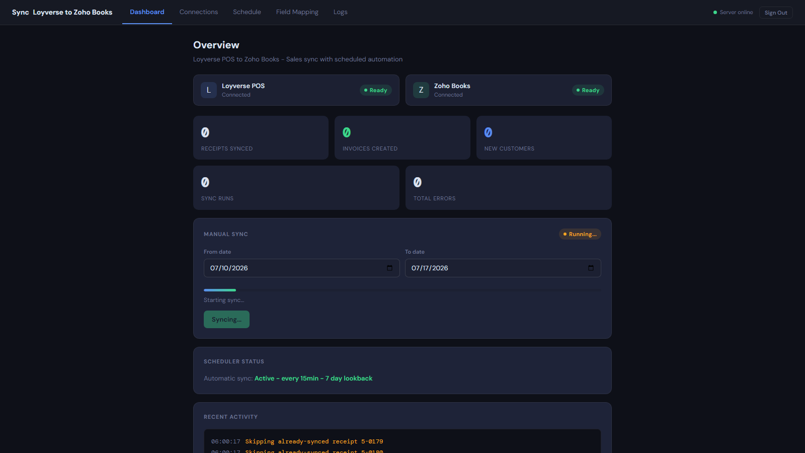 LoyBooks progress