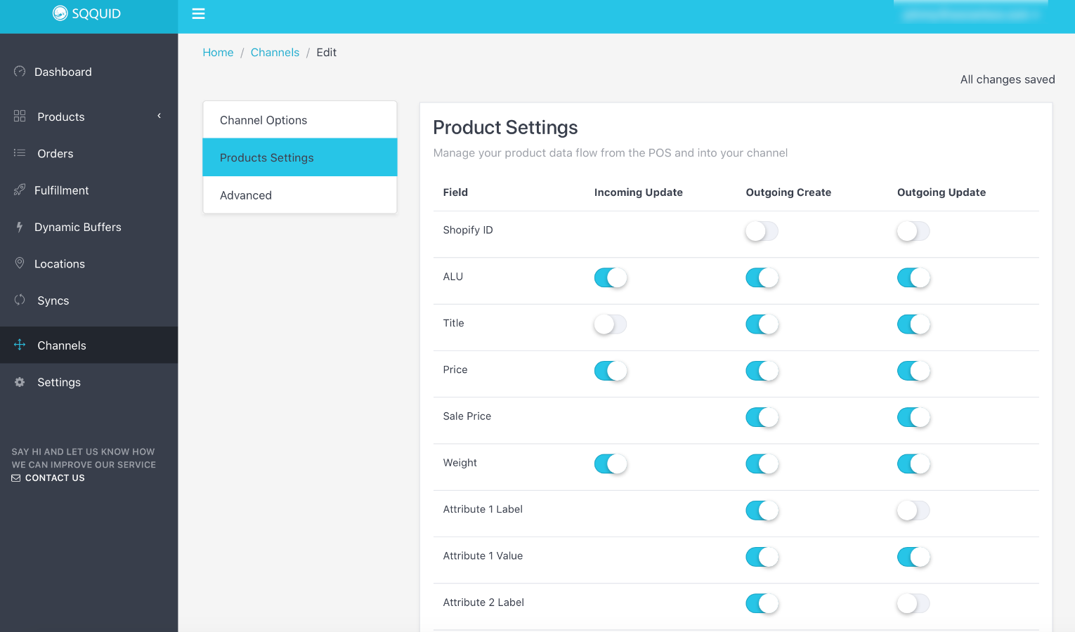 Sqquid product settings